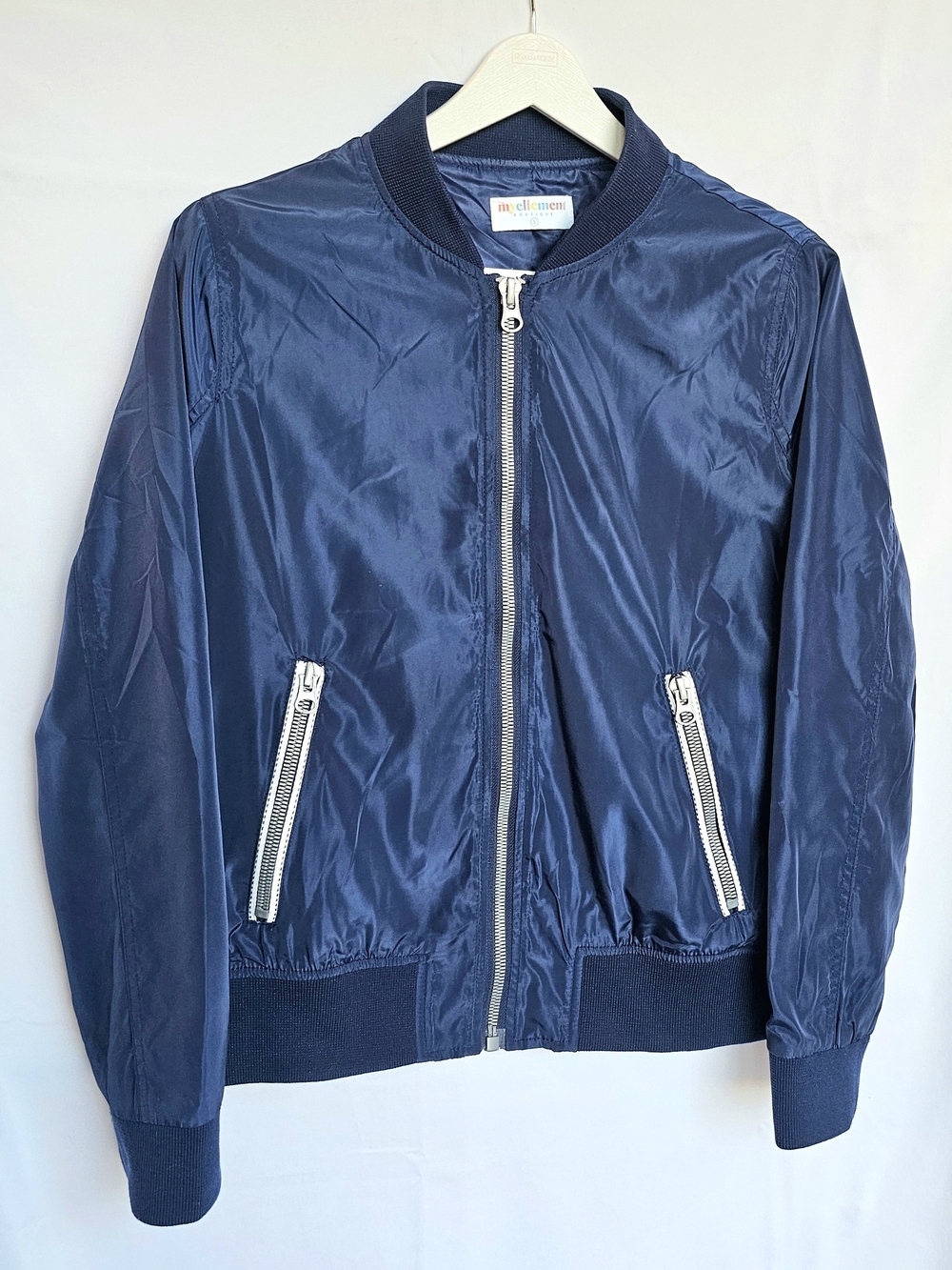 Myellement Vintage Inspired Boutique Navy Blue Bomber Jacket